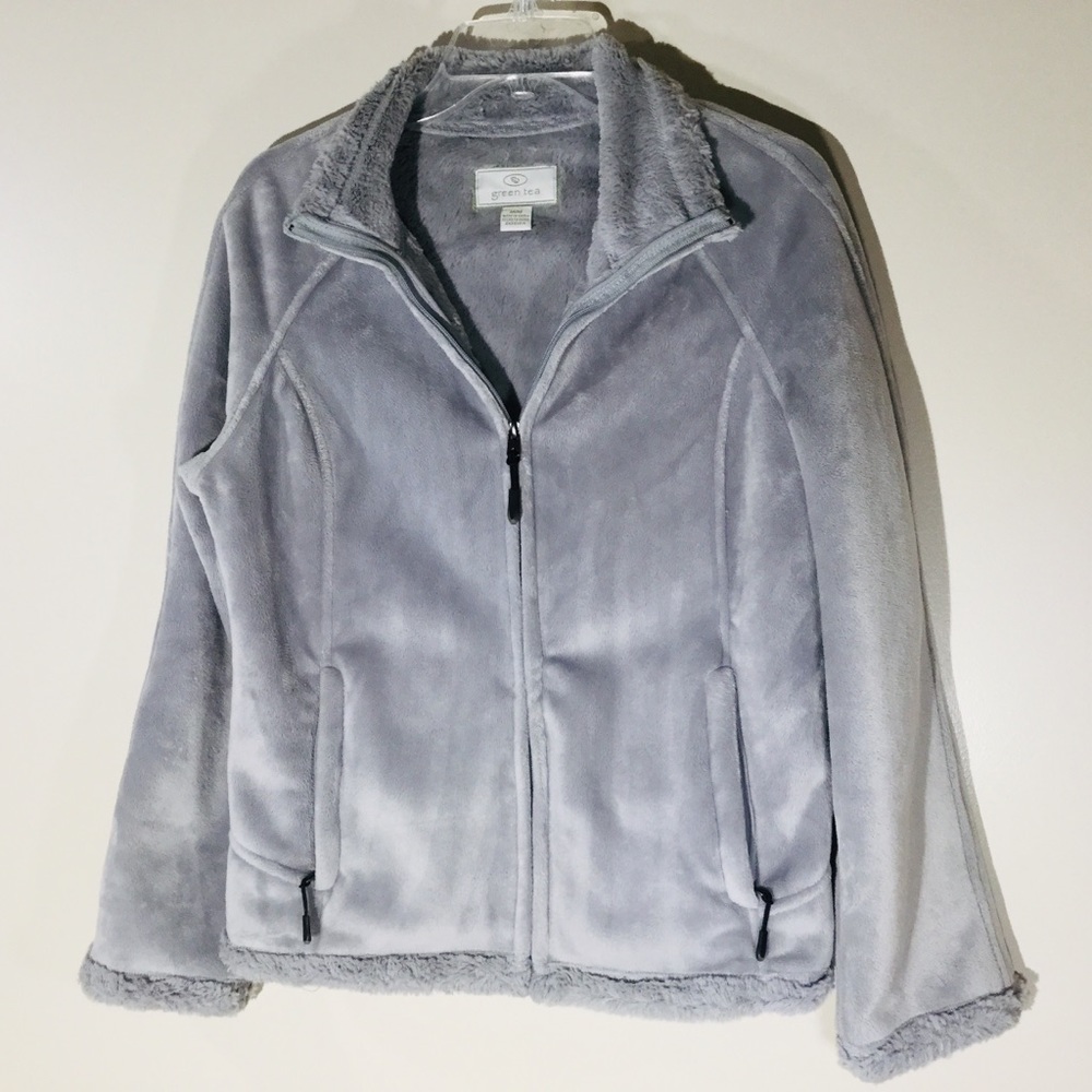Light Gray Fleece jacket M with Faux Fur lining